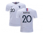 France #20 Martial Away Kid Soccer Country Jersey