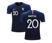 France #20 Martial Home Kid Soccer Country Jersey