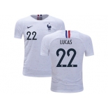 France #22 Lucas Away Kid Soccer Country Jersey