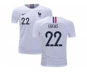 France #22 Lucas Away Kid Soccer Country Jersey