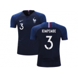 France #3 Kimpembe Home Kid Soccer Country Jersey