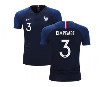 France #3 Kimpembe Home Kid Soccer Country Jersey