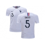 France #5 Umtiti Away Kid Soccer Country Jersey