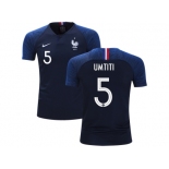 France #5 Umtiti Home Kid Soccer Country Jersey