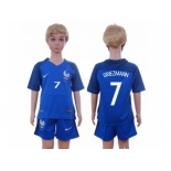 France #7 Griezmann Home Kid Soccer Country Jersey