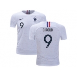 France #9 Giroud Away Kid Soccer Country Jerseys