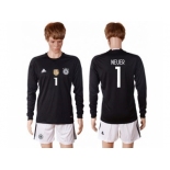 Germany #1 Neuer Black Goalkeeper Long Sleeves Soccer Country Jersey