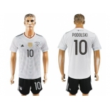 Germany #10 Podolski White Home Soccer Country Jersey