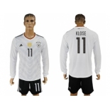 Germany #11 Klose White Home Long Sleeves Soccer Country Jersey