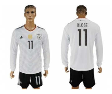 Germany #11 Klose White Home Long Sleeves Soccer Country Jersey