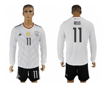 Germany #11 Reus White Home Long Sleeves Soccer Country Jersey