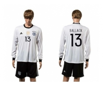 Germany #13 Ballack White Home Long Sleeves Soccer Country Jersey