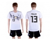 Germany #13 Muller White Home Soccer Country Jersey