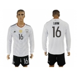 Germany #16 Lahm White Home Long Sleeves Soccer Country Jersey