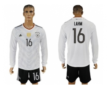 Germany #16 Lahm White Home Long Sleeves Soccer Country Jersey