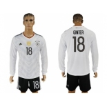 Germany #18 Ginter White Home Long Sleeves Soccer Country Jersey