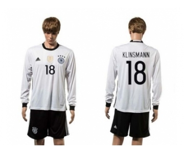 Germany #18 Klinsmann White Home Long Sleeves Soccer Country Jersey