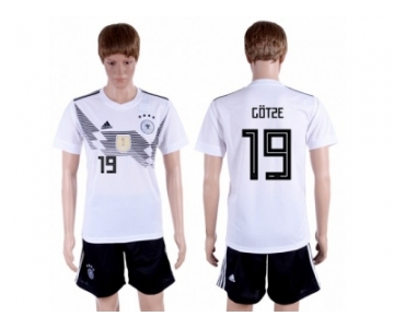 Germany #19 Gotze White Home Soccer Country Jersey