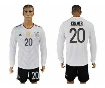 Germany #20 Kramer White Home Long Sleeves Soccer Country Jersey