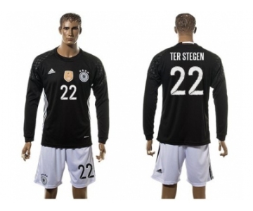 Germany #22 Ter Stegen Black Goalkeeper Long Sleeves Soccer Country Jersey