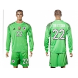 Germany #22 Ter Stegen Green Goalkeeper Long Sleeves Soccer Country Jersey1