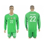 Germany #22 Ter Stegen Green Goalkeeper Long Sleeves Soccer Country Jersey