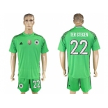 Germany #22 Ter Stegen Green Goalkeeper Soccer Country Jersey