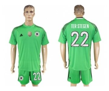 Germany #22 Ter Stegen Green Goalkeeper Soccer Country Jersey