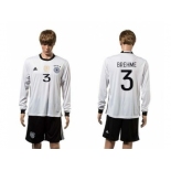 Germany #3 Brehme White Home Long Sleeves Soccer Country Jersey