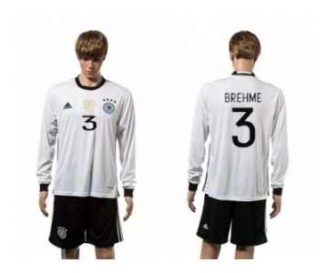 Germany #3 Brehme White Home Long Sleeves Soccer Country Jersey