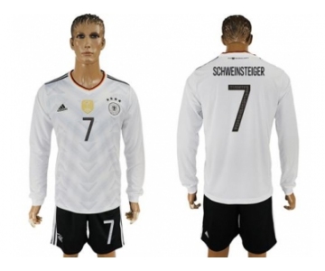 Germany #7 Schweinsteiger White Home Long Sleeves Soccer Country Jersey