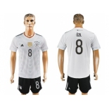 Germany #8 Ozil White Home Soccer Country Jersey