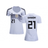 Women Germany #21 Gundogan White Home Soccer Country Jersey