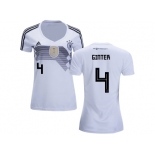 Women Germany #4 Ginter White Home Soccer Country Jersey