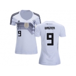 Women Germany #9 Wagner White Home Soccer Country Jersey