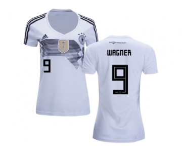 Women Germany #9 Wagner White Home Soccer Country Jersey