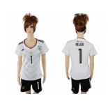 Women's Germany #1 Neuer White Home Soccer Country Jersey