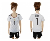 Women's Germany #1 Neuer White Home Soccer Country Jersey