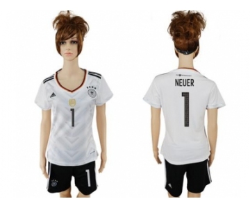 Women's Germany #1 Neuer White Home Soccer Country Jersey