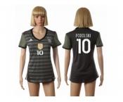 Women's Germany #10 Podolski Away Soccer Country Jersey2