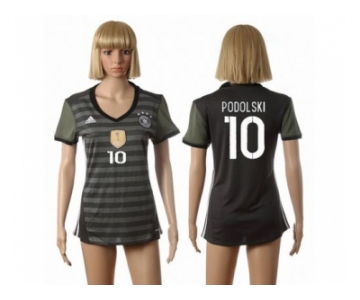 Women's Germany #10 Podolski Away Soccer Country Jersey2