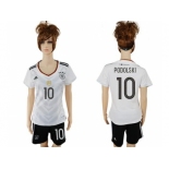 Women's Germany #10 Podolski White Home Soccer Country Jersey