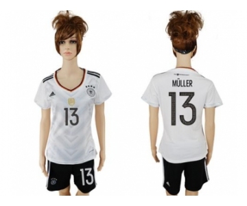 Women's Germany #13 Muller White Home Soccer Country Jersey