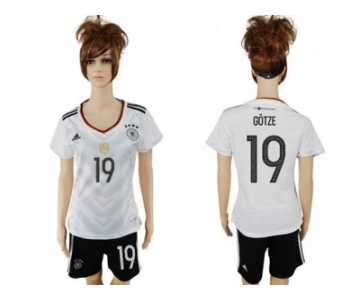 Women's Germany #19 Gotze White Home Soccer Country Jersey