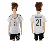 Women's Germany #21 Gundogan White Home Soccer Country Jersey