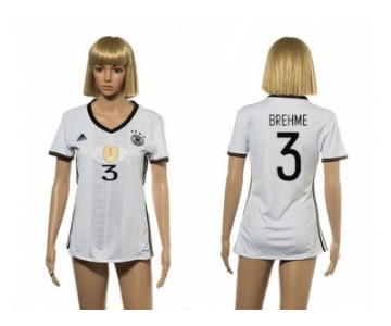 Women's Germany #3 Brehme White Home Soccer Country Jersey