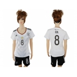 Women's Germany #8 Ozil White Home Soccer Country Jersey