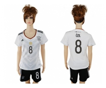 Women's Germany #8 Ozil White Home Soccer Country Jersey