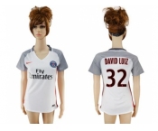 Women's Paris Saint-Germain #32 David Luiz Sec Away Soccer Club Jersey