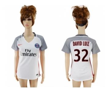 Women's Paris Saint-Germain #32 David Luiz Sec Away Soccer Club Jersey